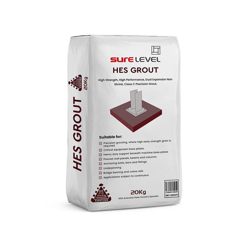 High Early Strength Grout (HES) is a high performance, high early strength gain, expanding and shrinkage compensated Class C precision grout.